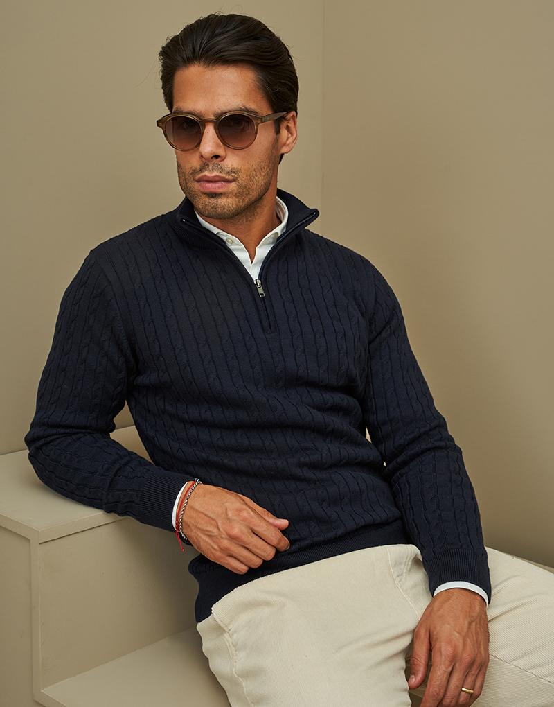 252003000_Azul_1 CAMISOLA TRANÇA COM FECHO AZUL ZOLF - Image 1