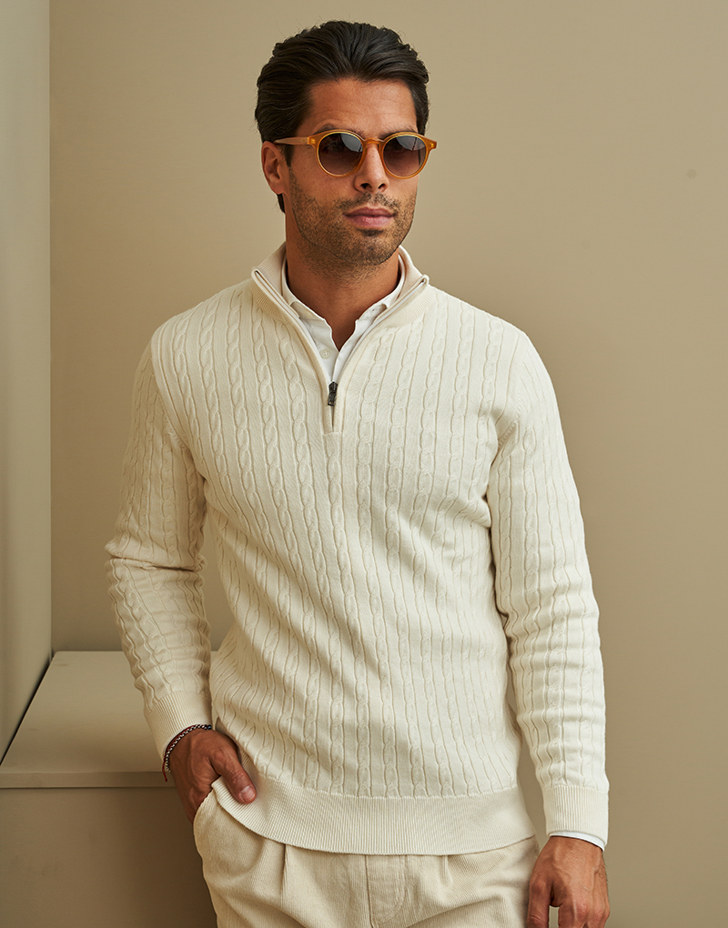 252003000_Bege_1 CAMISOLA TRANÇA COM FECHO CRU ZOLF - Image 1