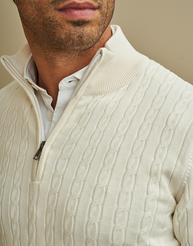 252003000_Bege_2 CAMISOLA TRANÇA COM FECHO CRU ZOLF - Image 2