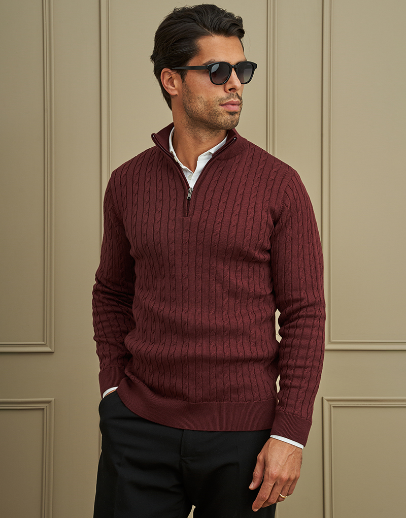 252003000_Borgonha_1 CAMISOLA TRANÇA COM FECHO BORGONHA ZOLF - Image 1