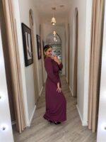 VESTIDO LONGO ROXO COM PORMENOR DE ARGOLA E DRAPEADO IMPERIAL - Image 2