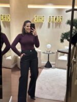 CAMISOLA BORDÔ DE GOLA ALTA PONTO CHIC