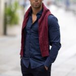 CAMISA GOLA ITALIANA AZUL COM RISCA SLIM FIT ZOLF