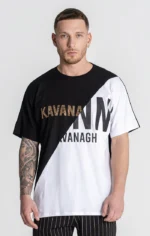 T-SHIRT BICOLOR PRETA E BRANCA COM LOGÓTIPO DOURADO GIANNI KAVANAGH - Image 3