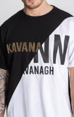 T-SHIRT BICOLOR PRETA E BRANCA COM LOGÓTIPO DOURADO GIANNI KAVANAGH - Image 2