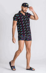 CAMISA PRETA COM ESTAMPA COLORIDA GIANNI KAVANAGH