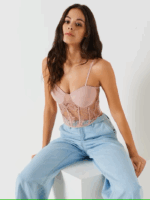 TOP CORPETE ROSA EM RENDA RINASCIMENTO