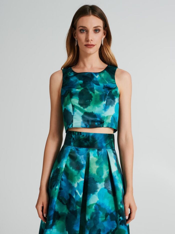 TOP AZUL COM ESTAMPADO AQUÁTICO RINASCIMENTO - Image 6