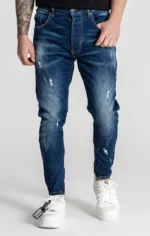 CALÇAS DE GANGA AZUIS SKINNY COM RASGOS GIANNI KAVANAGH