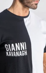 T-SHIRT BICOLOR PRETA E BRANCA COM LOGÓTIPO FRONTAL GIANNI KAVANAGH - Image 4