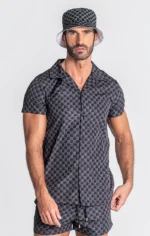 CAMISA PRETA COM PADRÃO MONOGRAMADO GIANNI KAVANAGH