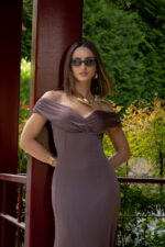VESTIDO MIDI CHOCOLATE COM DECOTE DRAPEADO RINASCIMENTO - Image 4