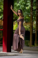 VESTIDO MIDI CHOCOLATE COM DECOTE DRAPEADO RINASCIMENTO - Image 6