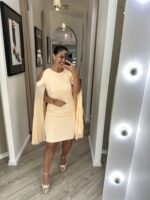 VESTIDO CURTO PÊSSEGO COM DRAPEADO LATERAL RINASCIMENTO