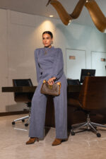 CALÇA AZUL EM BOMBAZINE MISS YOU