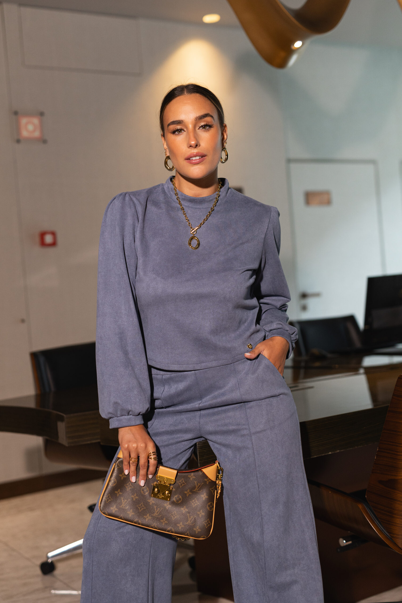 MISSYOU PT2-117 CAMISOLA AZUL EM BOMBAZINE MISS YOU - Image 1