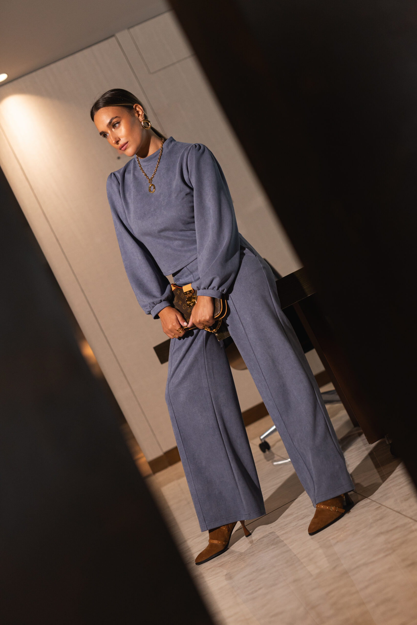 MISSYOU PT2-120 CALÇA AZUL EM BOMBAZINE MISS YOU - Image 2