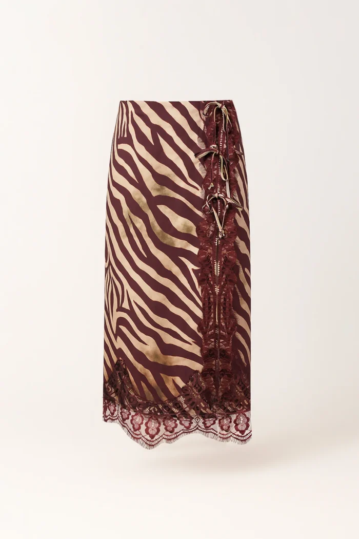 SAIA ESTAMPADA ZEBRA BORDÔ COM RENDA SAHOCO - Image 2