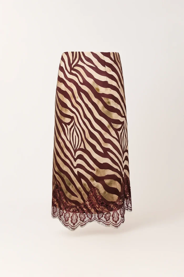 SAIA ESTAMPADA ZEBRA BORDÔ COM RENDA SAHOCO - Image 3