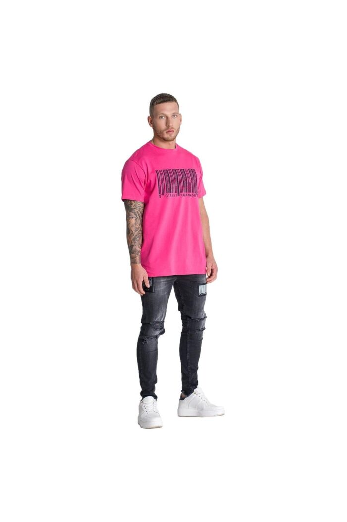 T-SHIRT ROSA OVERSIZE COM ESTAMPA CÓDIGO DE BARRAS GIANNI KAVANAGH - Image 2