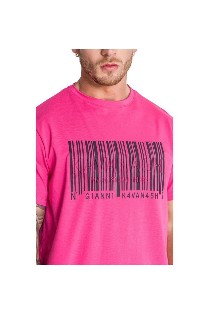 T-SHIRT ROSA OVERSIZE COM ESTAMPA CÓDIGO DE BARRAS GIANNI KAVANAGH - Image 3