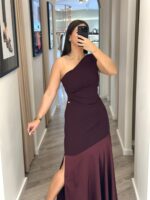 VESTIDO COMPRIDO BORDÔ DE UM OMBRO SÓ RINASCIMENTO - Image 2