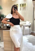 SAIA BRANCA COM BOLSOS FRONTÁIS RINASCIMENTO - Image 3