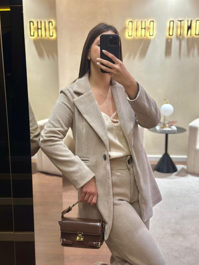 BLAZER BEGE EM TECIDO CANELADO MISS YOU - Image 2