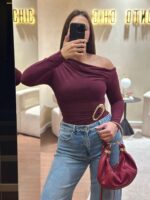 BODY BORDÔ DRAPEADO COM FIVELA PONTO CHIC