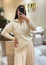 CAMISOLA BEGE COM BOTÕES E GOLA CLÁSSICA RUGA - Image 2