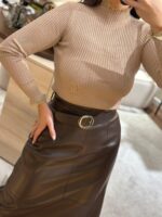 CAMISOLA BEGE CANELADA COM RENDA PONTO CHIC - Image 3