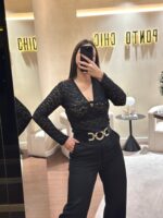 TOP PRETO EM RENDA FLORAL PONTO CHIC