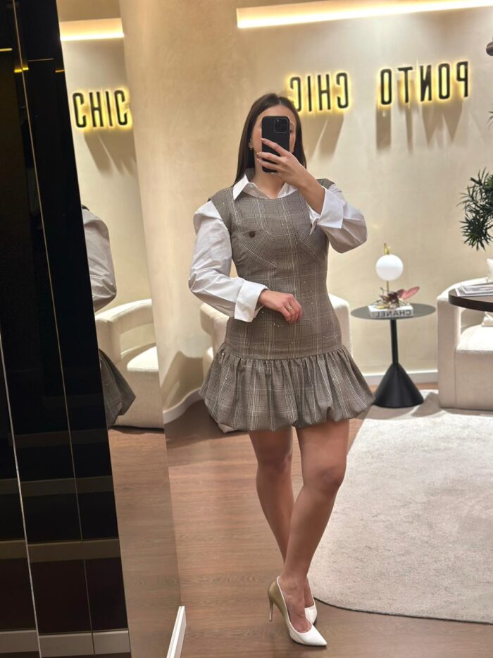 VESTIDO PRÍNCIPE DE GALES COM FOLHO RINASCIMENTO - Image 2