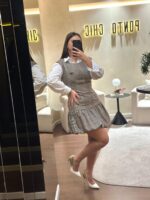 VESTIDO PRÍNCIPE DE GALES COM FOLHO RINASCIMENTO