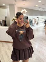 CAMISOLA CASTANHA COM ESTAMPA DE URSO DIXIE - Image 2