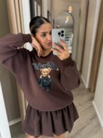 CAMISOLA CASTANHA COM ESTAMPA DE URSO DIXIE