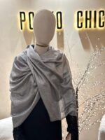 LENÇO CINZA ESCURO COM BRILHO METALIZADO PONTO CHIC