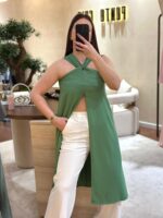 TÚNICA VERDE COM NÓ FRONTAL RINASCIMENTO - Image 2