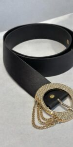 CINTO PRETO COM FIVELA REDONDA CRAVEJADA MISS YOU - Image 2