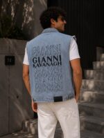 CASACO DE GANGA AZUL COM ESTAMPA NAS COSTAS GIANNI KAVANAGH - Image 2