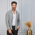 CARDIGAN TRICOT TEXTURA CINZA CLARO ZOLF