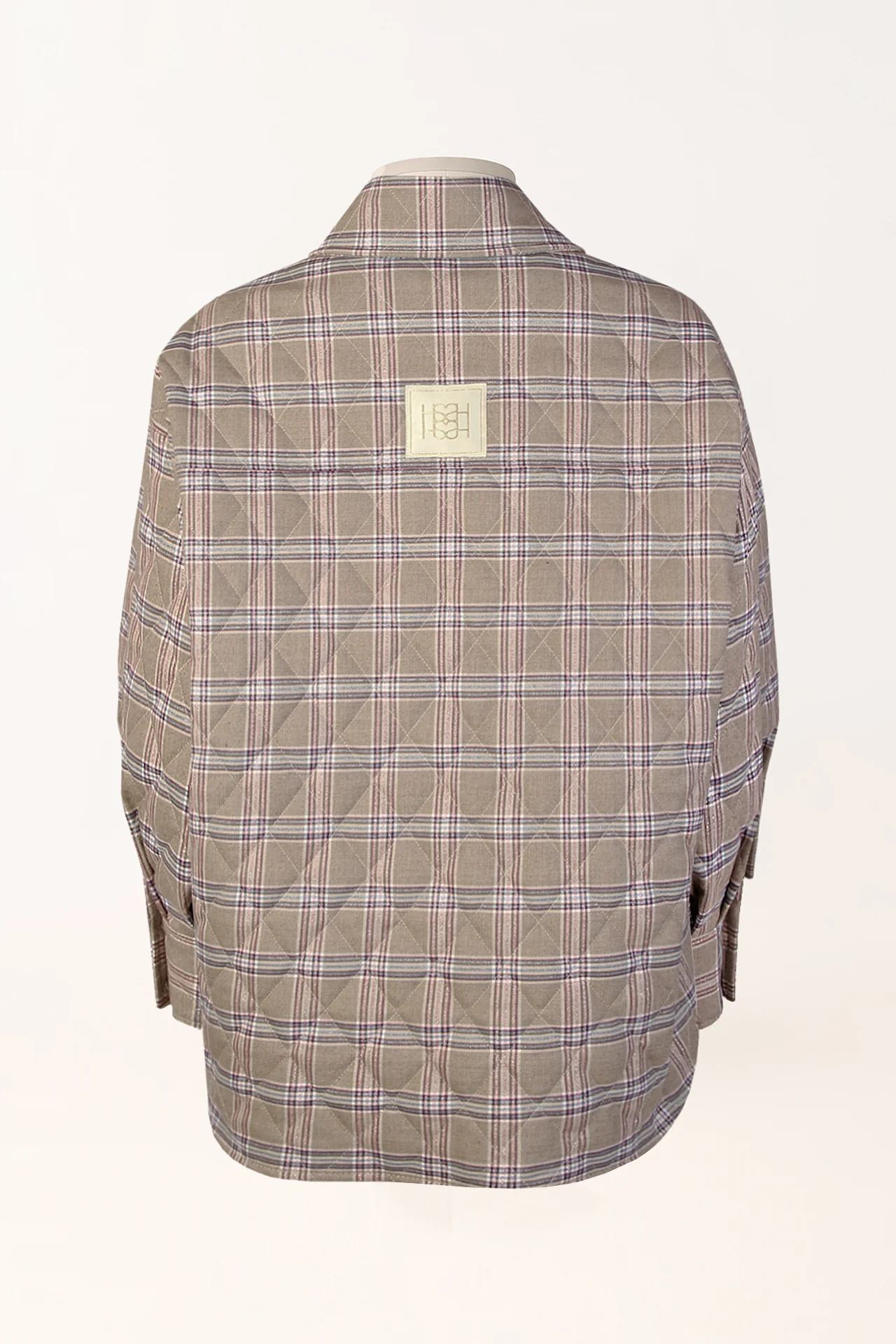 casaco-camiseiro-em-padrao-xadrez-costas CASACO XADREZ BEGE FORRADO SAHOCO - Image 8