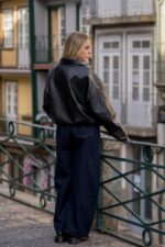 CALÇAS DE GANGA AZUL ESCURA WIDE LEG PONTO CHIC - Image 3