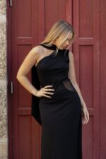 VESTIDO PRETO COM DECOTE DRAPEADO IMPERIAL - Image 7