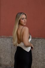 VESTIDO CETIM BICOLOR COM RENDA DIXIE - Image 4