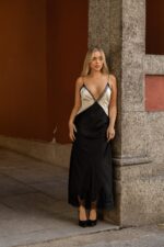 VESTIDO CETIM BICOLOR COM RENDA DIXIE - Image 6
