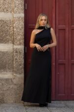 VESTIDO PRETO COM DECOTE DRAPEADO IMPERIAL - Image 2