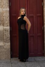 VESTIDO PRETO COM DECOTE DRAPEADO IMPERIAL - Image 6