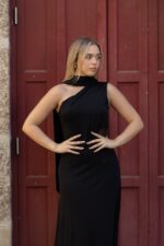 VESTIDO PRETO COM DECOTE DRAPEADO IMPERIAL - Image 8