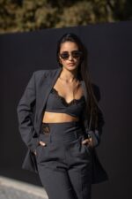 TOP CURTO CINZA COM RENDA IMPERIAL